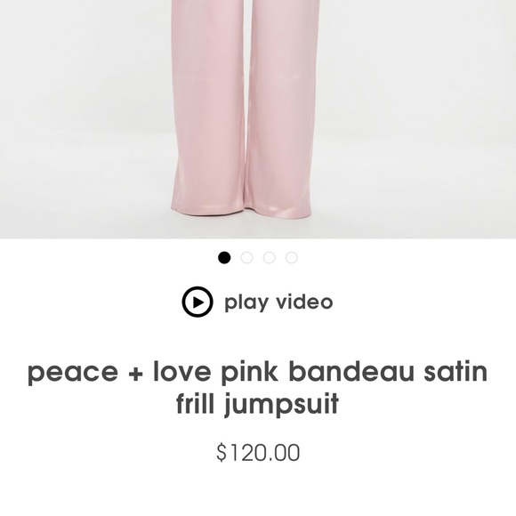 pink jumpsuit with satin fabric and bandeau style - Picture 2 of 5